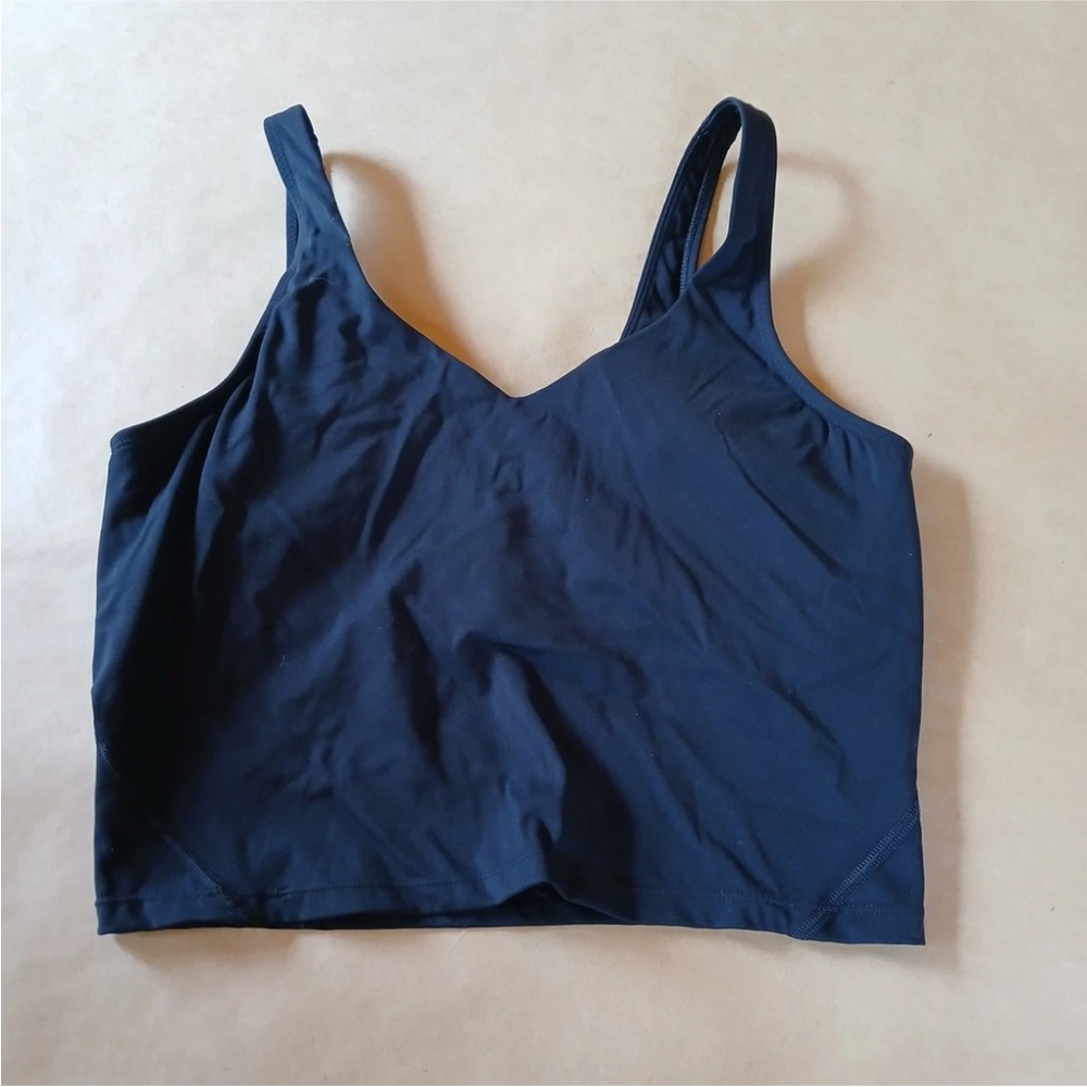 Yunoga Athletic Sports Bra Large Black V Neck Activewear Athleisure Built In Bra